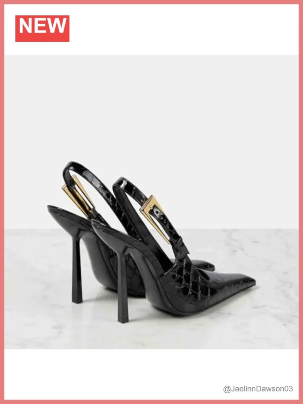 Women's Slingback Stiletto Heels Square Toe Patent Leather Buckle Pumps
